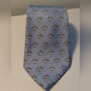 Vineyard Vines X Michael Hayes Newport RI Silk Tie Sailboat Newport Bridge Blue